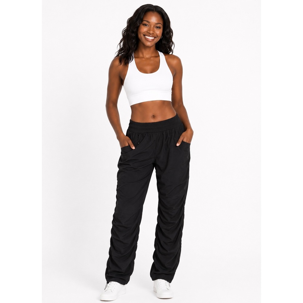 Kyodan Black Ruched Side Outdoor Hiking Pants L Activewear Zip Pocket 104-24
